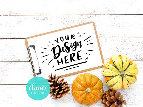 Clipboard Mockup Memo Size Styled With Pumpkins Clipboard Mockup Memo Size Styled With Pumpkins