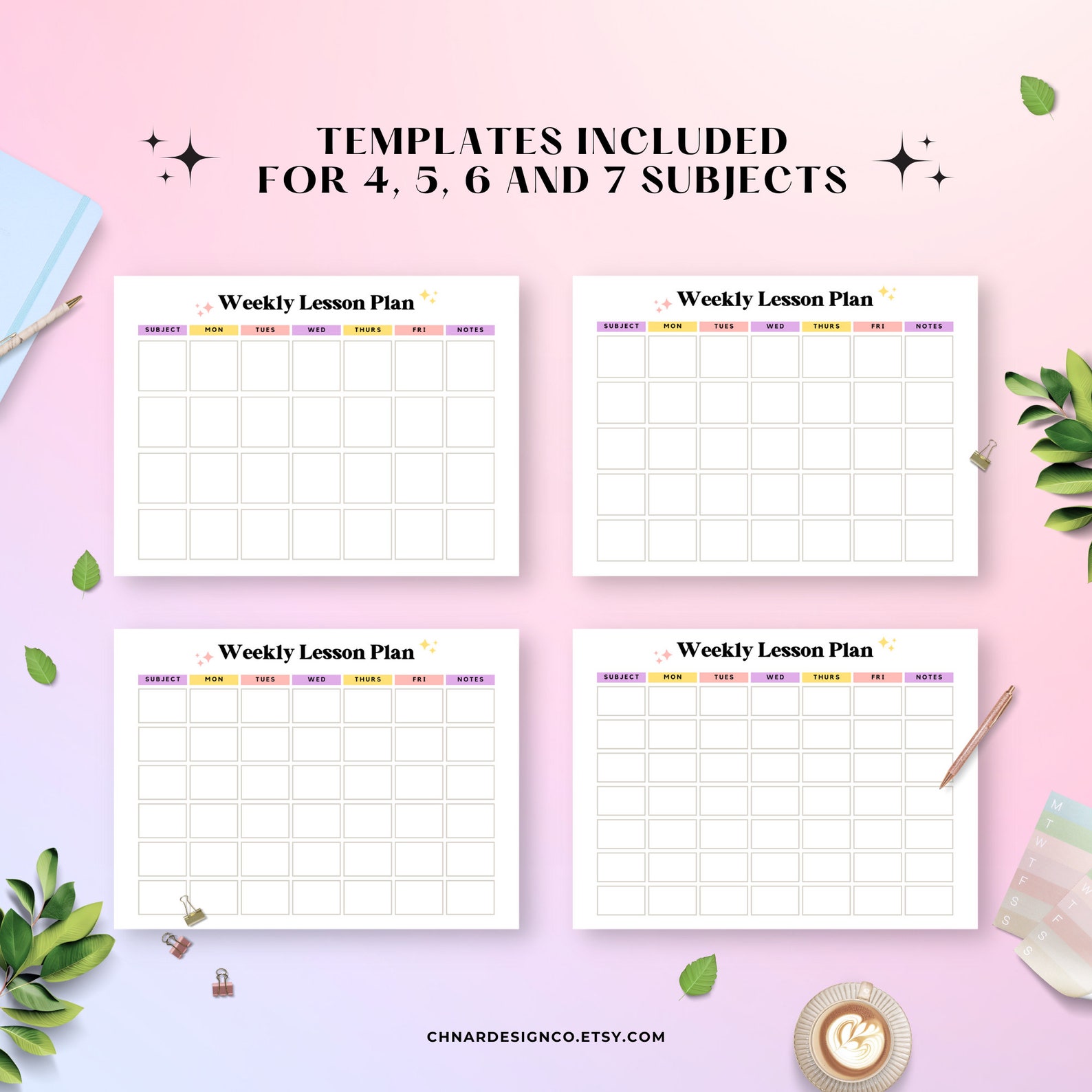 Printable Weekly Lesson Plan Template and Fillable PDF, Edit in Canva ...