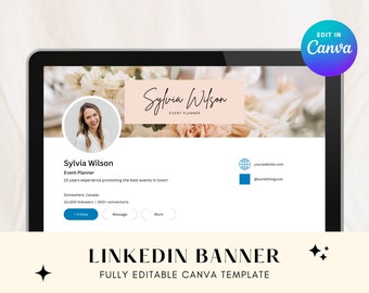 Linkedin Banner Canva, editable template, aesthetic minimalist banner design, feminine branding, header template, professional banner