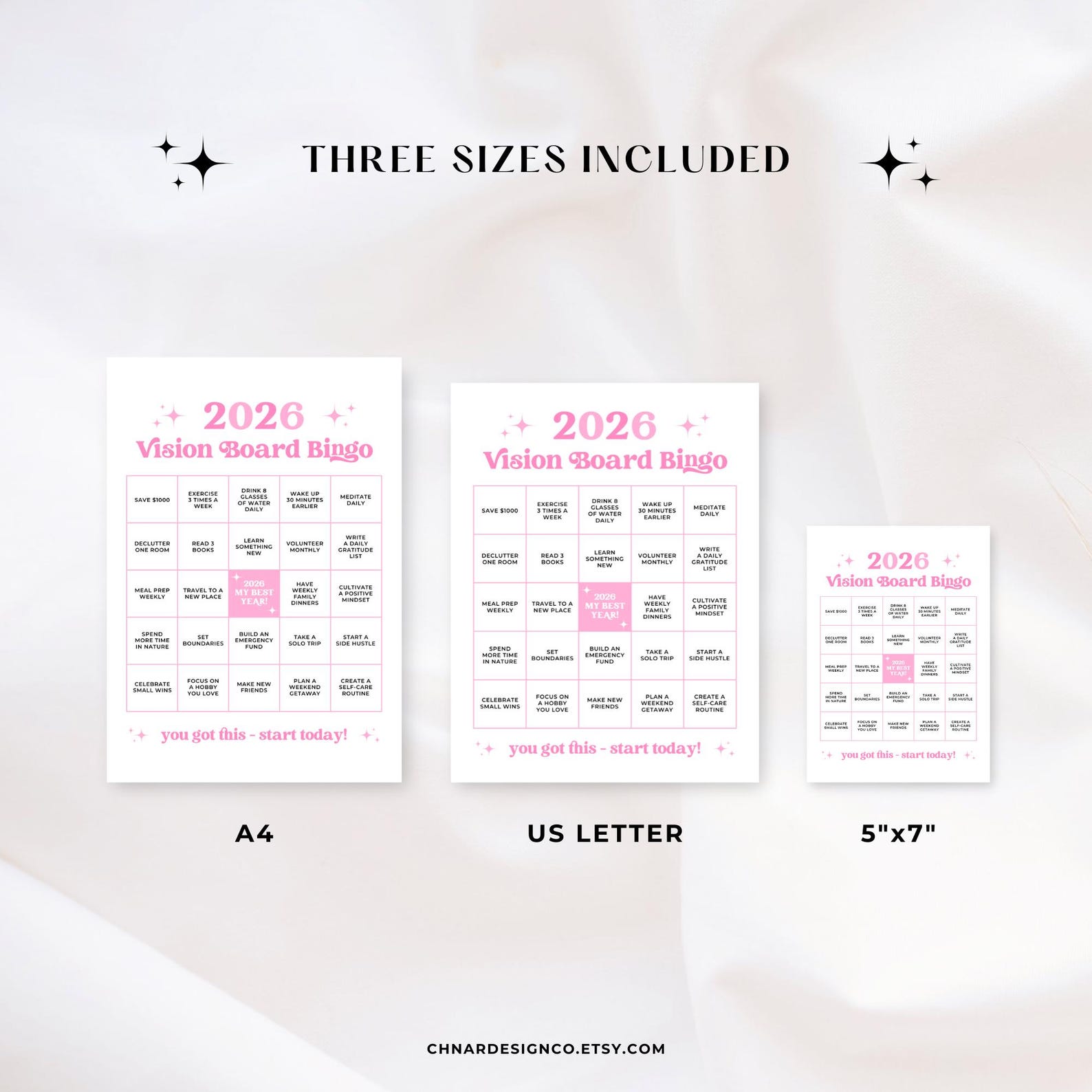 2026 Vision Board Bingo, Printable New Year Resolution Tracker ...