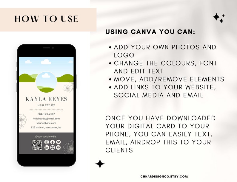 Editable Digital Business Card Clickable Links Qr Code for - Etsy