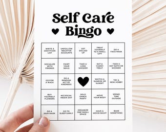 Self Care Bingo Printable, Prefilled Self Care Challenge, Wellness Bingo Card Template, Mental Health & Self Love Activity, Instant Download