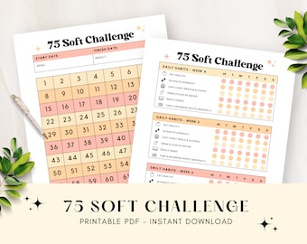 Printable Pdf 75 Soft Challenge - Weight Loss Tracker, Fitness Journal, Goal Setting Printable Workout Planner for Fitness Tracking
