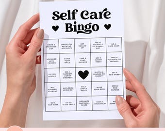 Self Care Bingo Card, Printable Self Care Bingo Game, Self Love Challenge, Self Care Activity, Self Care Checklist, Wellness Bingo Template