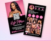 Instagram Business Card Black Pink, DIY Canva Template Design, Premade Lash Nail Tech Hair Make Up Artist Salon Card with Editable QR Code