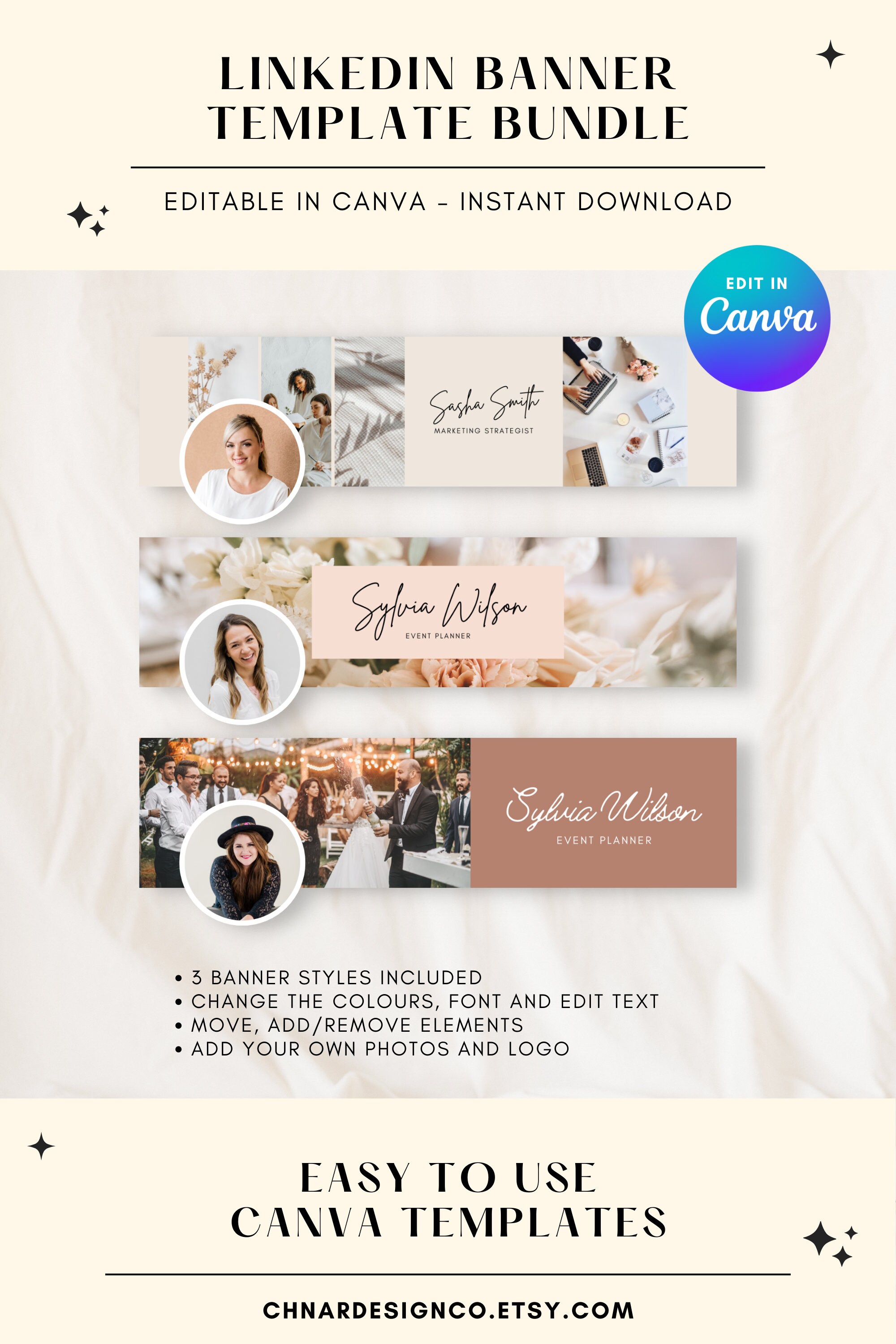 Linkedin Banner Canva Template Bundle, Edit in Canva, Professional ...