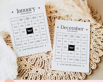 Monthly Goal Bingo Card, Goal Setting Bingo Card Template, 2026 Vision Board Bingo, Vision Board Party Printable, New Year Goals Punch Card