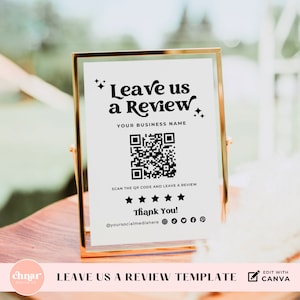 Leave Us A Review Sign, Editable QR Code Sign, Printable Ask For Review Canva Template for Nails, Lash MUA, Hair Stylist, Small Business
