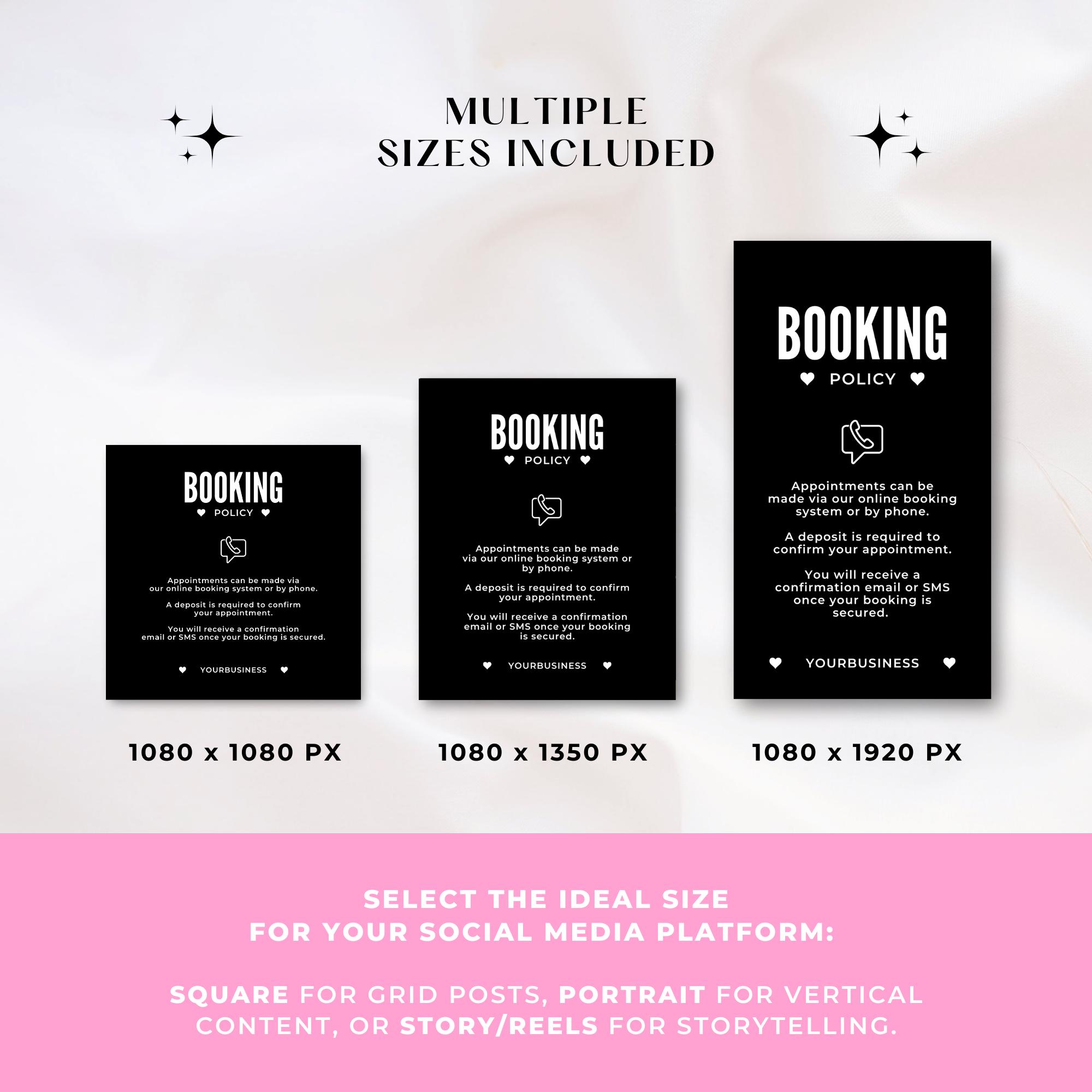 Editable Booking Policy Template for Instagram Story, Hair Nail Lash ...