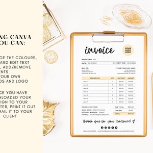 Invoice In Cursive Simple Invoice Template Pdf, Canva Template, Simple Billing Invoice ...