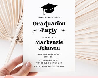 Editable Graduation Announcement Party Inserts, Mini Grad Card Insert, DIY Graduation Party Canva Template, Printable Graduation Invitation