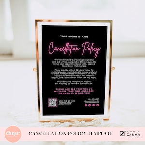 Editable Cancellation Policy For Lash Tech, Cancellation Policy Sign Template, Hair Salon Business Forms, Social Media Booking Policy Flyer