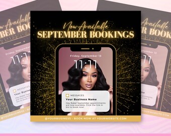 September Books Open, Editable Canva Template Flyer For Hair Stylist Lash Nail Tech, Back to School Sale Appointment Flyer, Fall Bookings