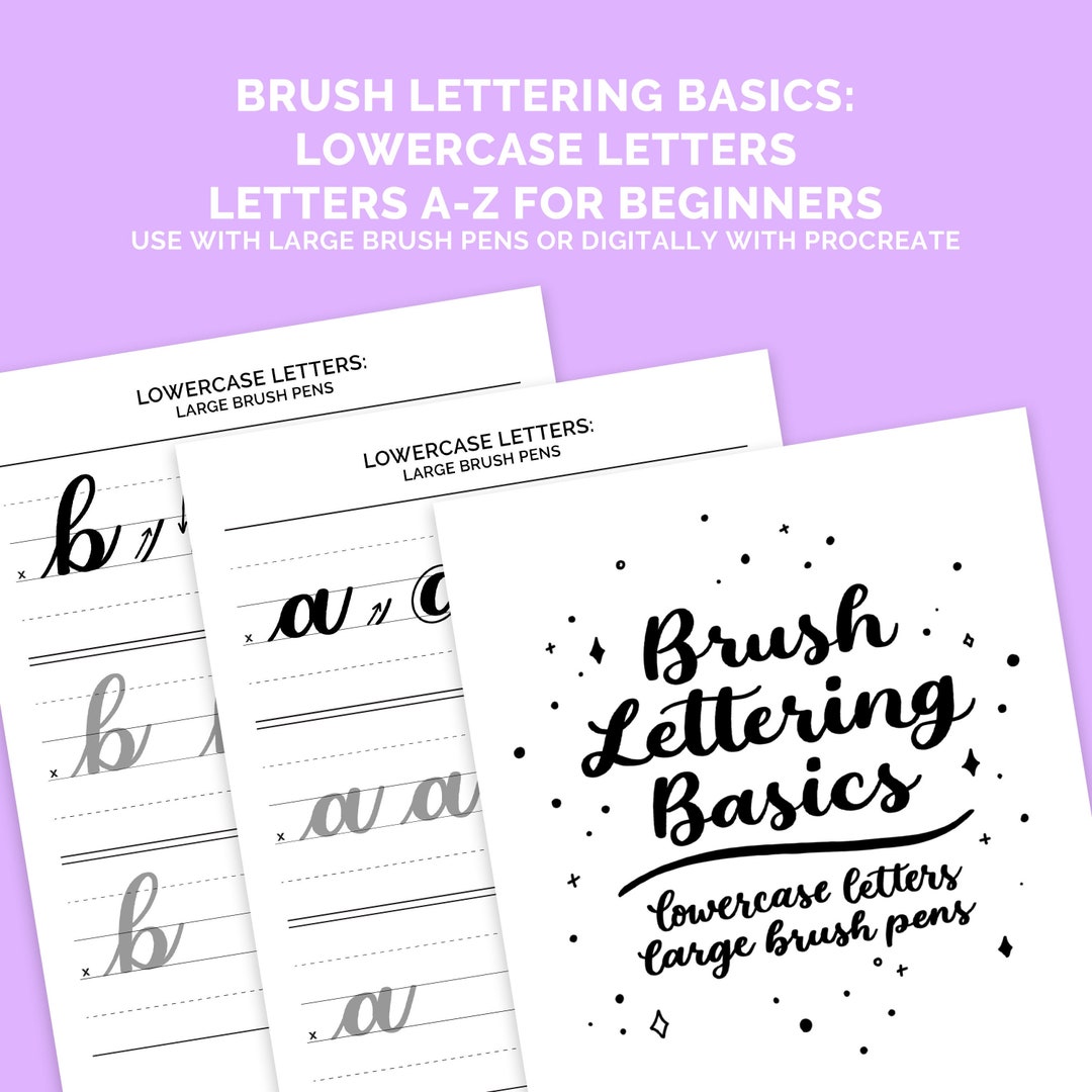 Brush Lettering Basics - Lowercase Letters - LARGE Brush Pens - DIGITAL ...