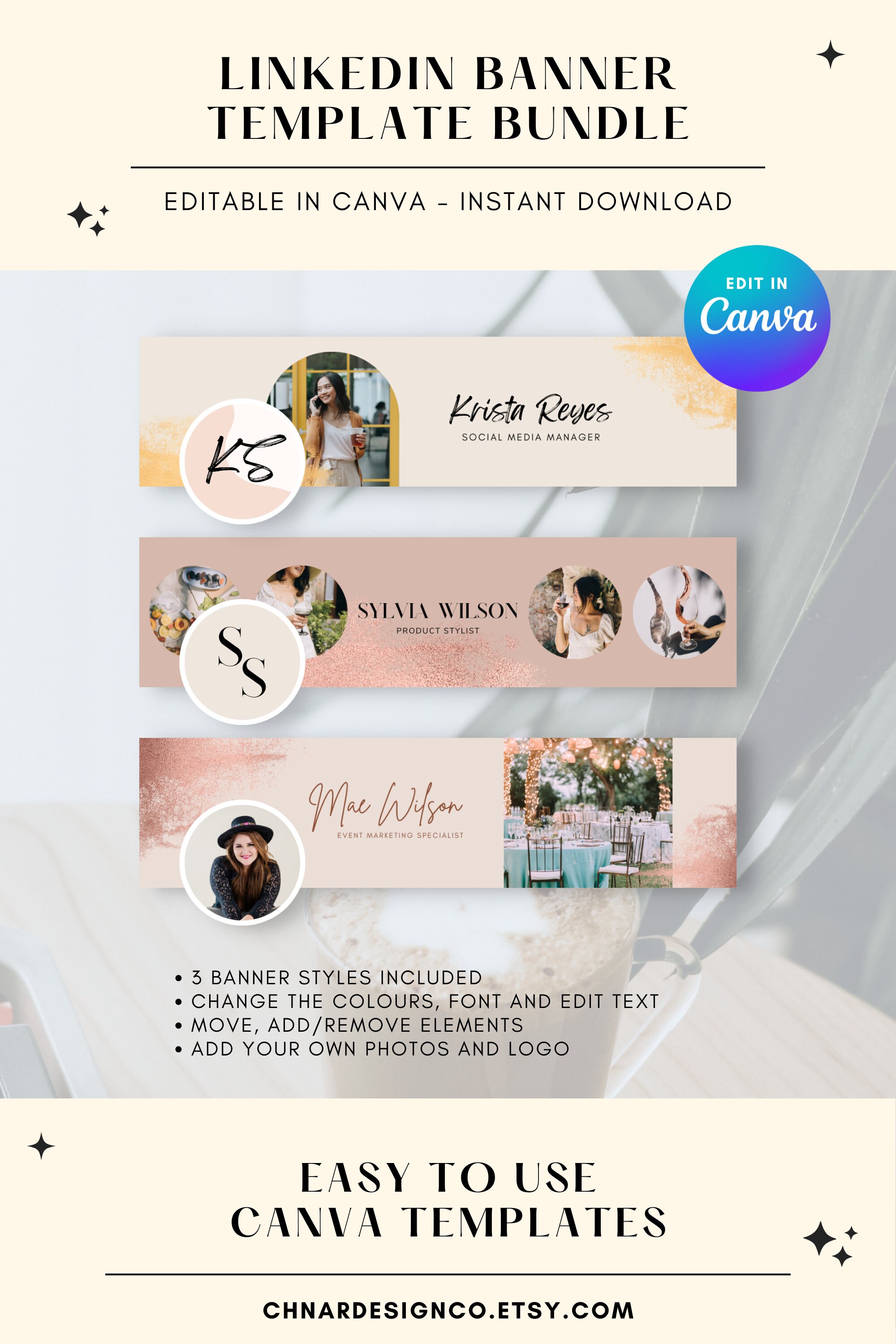 Linkedin Banner Canva - Template Bundle, Editable Banner, Professional ...