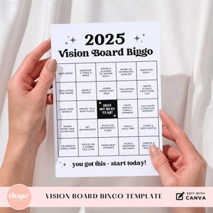 Editable Vision Board Bingo Card, New Year Resolution Goals Tracker Template, Vision Board Party Activity, Manifestation Tool, Habit Tracker