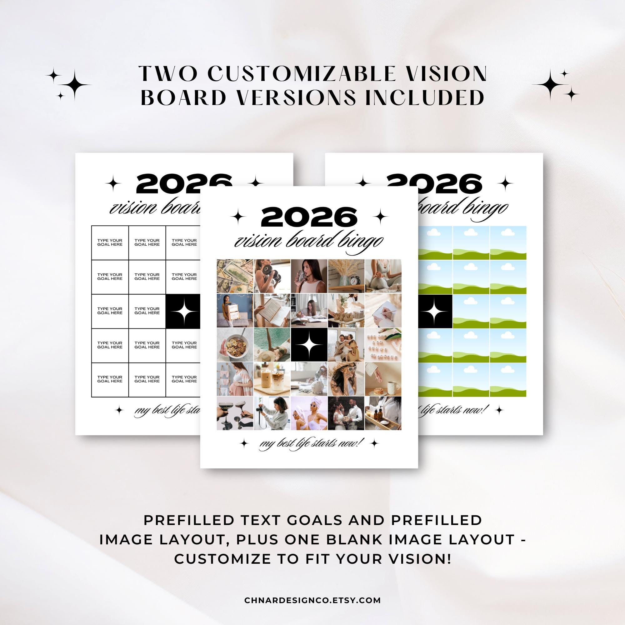 2026 Vision Board Bingo Printable, Minimal Bingo Card Canva Template ...