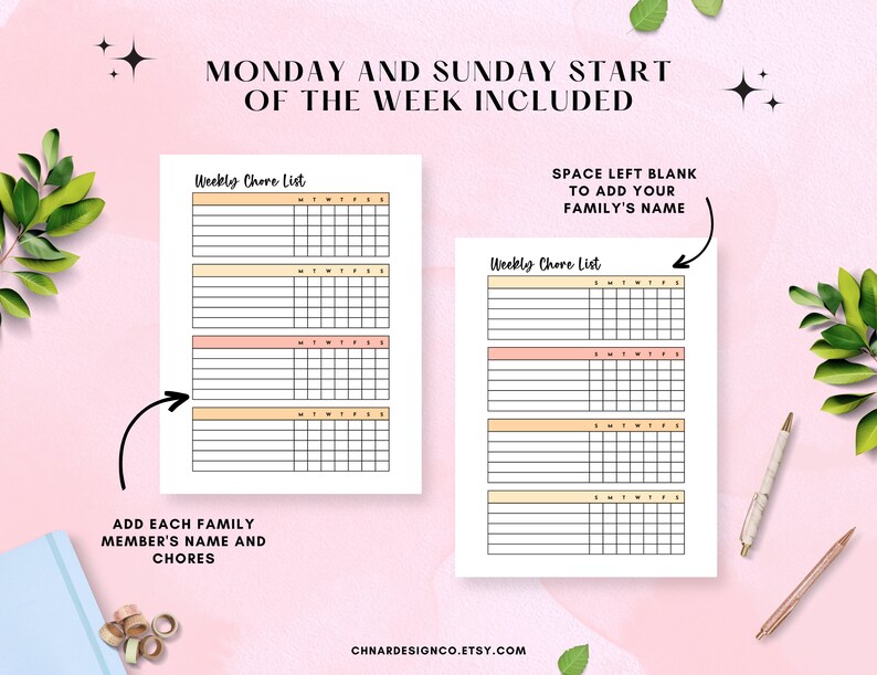 Editable Family Chore Chart Template Instant Download Family - Etsy