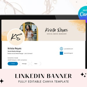 Linkedin Banner Canva, editable template, gold foil, minimalist, profile branding, header template, professional banner, neutral