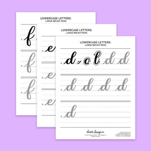 Brush Lettering Basics - Lowercase Letters - LARGE Brush Pens - DIGITAL ...