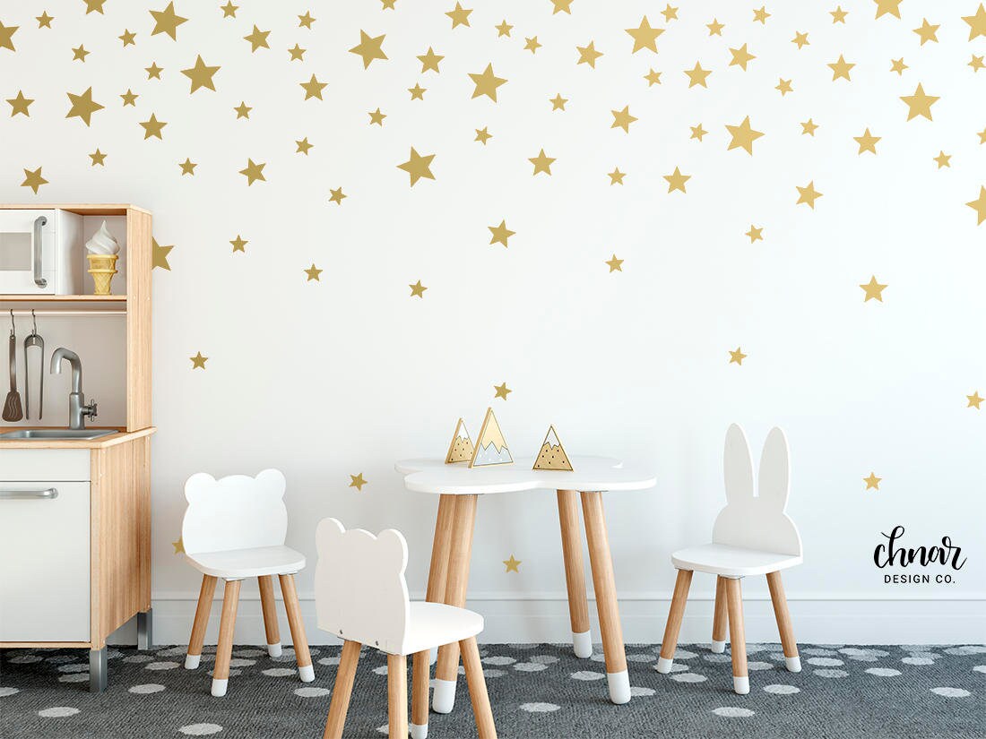Gold Star Wall Decals Mixed Sizes Available Star Wall Etsy