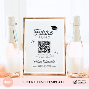 Toekomstig fondsbord voor College Grad-cadeau, bewerkbare QR-code College Fund, tip de afstudeersjabloon, afdrukbare Venmo University-donatieborden
