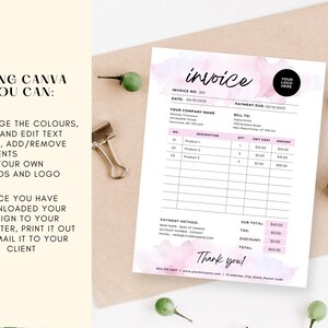 Invoice In Cursive Fillable Invoice Template Pdf, Simple Invoice Template Pdf, Canva ...