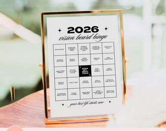 2026 Vision Board Bingo Card, New Year Bingo Canva Template, Printable 2025 New Year Party Games, Manifestation Tool, Dream Vision Board