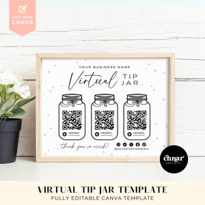 Tip Jar Wedding Bar Sign With QR Code, Tip Your Bartender Sign, Editable Canva Template, Feeling Tipsy Sign, Paypal Cashapp Venmo Payments
