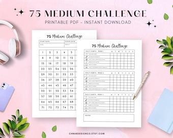 75 Medium Challenge Printable - Fitness Journal, Weight Loss Tracker, Goal Setting Tool, Printable Workout Planner, Habit Tracker