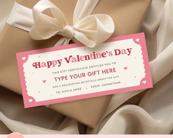 Valentines Day Gift Certificate, Printable Dinner Date Reservation Gift Ticket, Couples Date Night Gift Voucher, DIY Custom Event Ticket