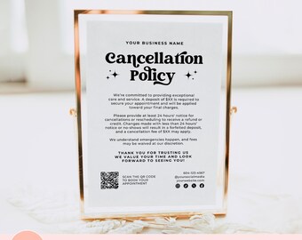 Editable Cancellation Policy Form, Salon Booking Policy Sign Template, DIY Printable Business Forms For Lashes, PMU, Brow, Hair, Spa, Lashes