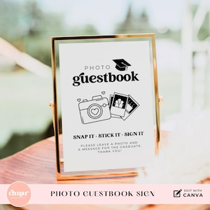 Grad Photo Guestbook, Graduation Snap a Photo Template, Editable Grad Party Sign, Polaroid Grad Photobooth Sign, Grad Class of 2025 Decor