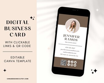 Digitala visitkort, klickbara länkar, QR-kod, Canva-mall för mäklare, frisörer, franstekniker, wellnesscoach, mäklare på Instagram