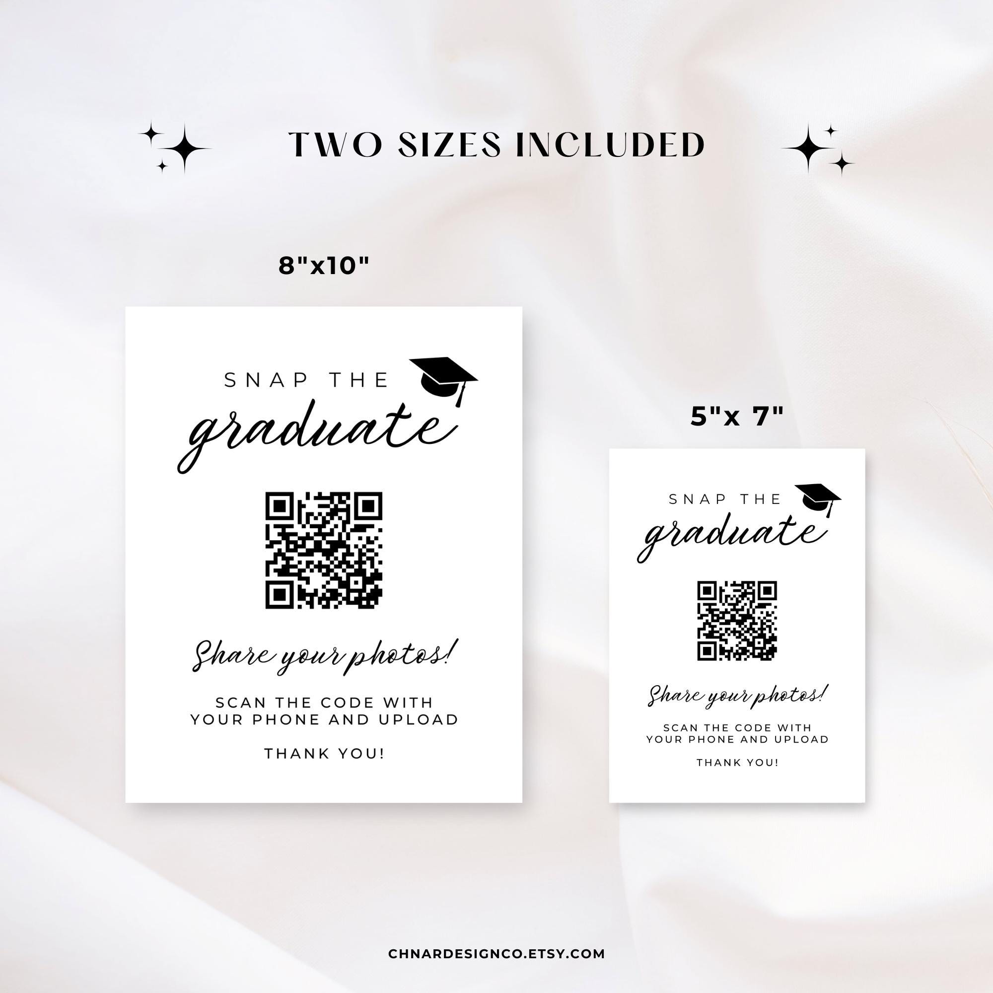 QR Code Snap the Graduate Photo Sign, Editable Grad Party Guestbook ...