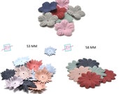 10 faux leather flowers (suede look), assorted colors, different styles to choose from