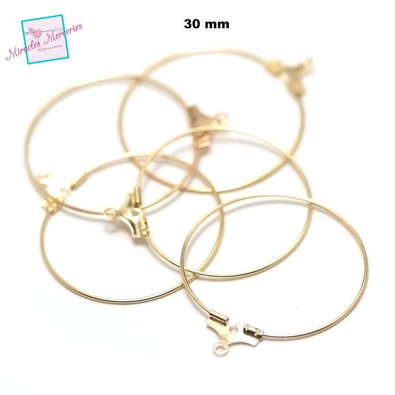 20 hanger hoop earrings 30 mm, light silver/silver/gold/bronze/gun-metal image 4