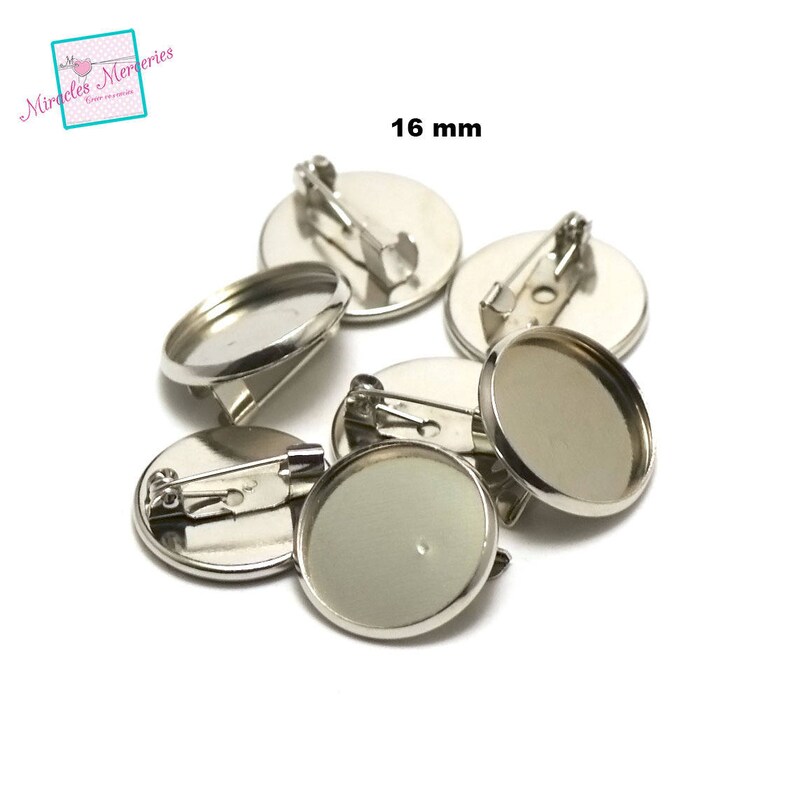 10 pins cabochon holder round 16 mm silverbronze