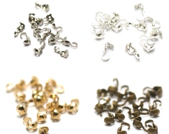 100 knopen hoezen 3,5 mm, zilver / licht zilver / goud / brons