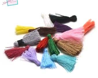 10 mini pompons en fil de coton 17 mm, assortiment de couleurs