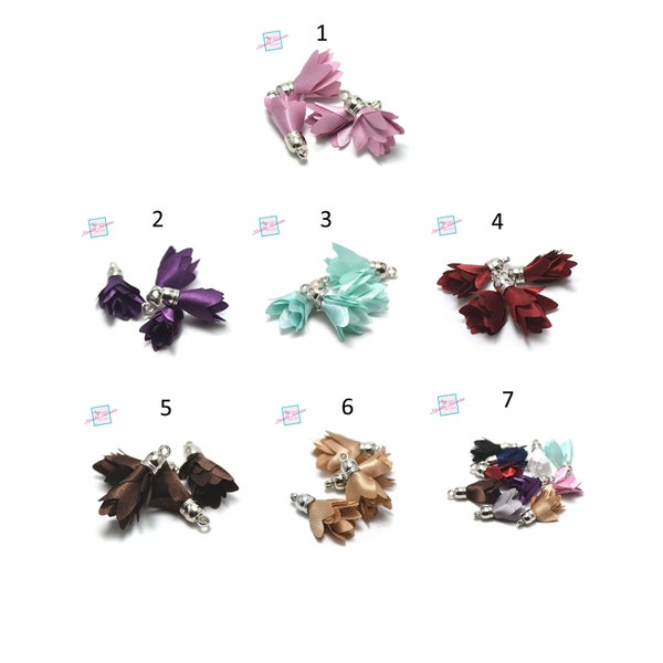 4 "cluster" satin pompoms 28 mm, colors of your choice