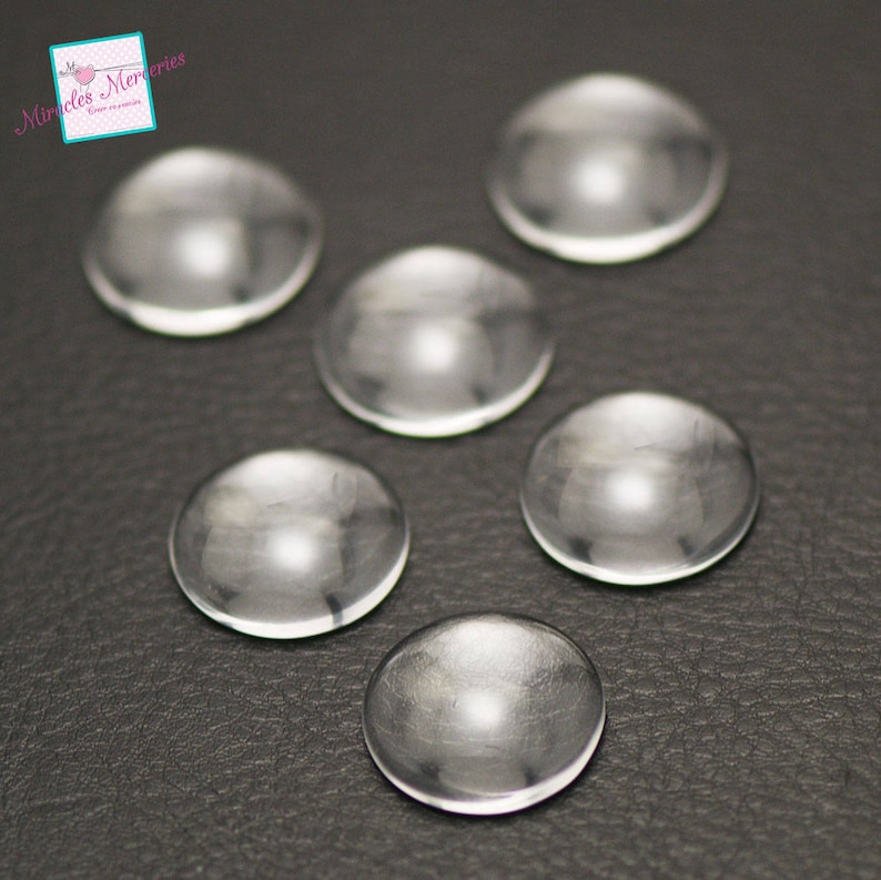 10 20mm glass cabochons, transparent dome image 1