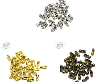 100 fermoirs/embouts pour chaîne à bille 2mm,argenté / doré / bronze