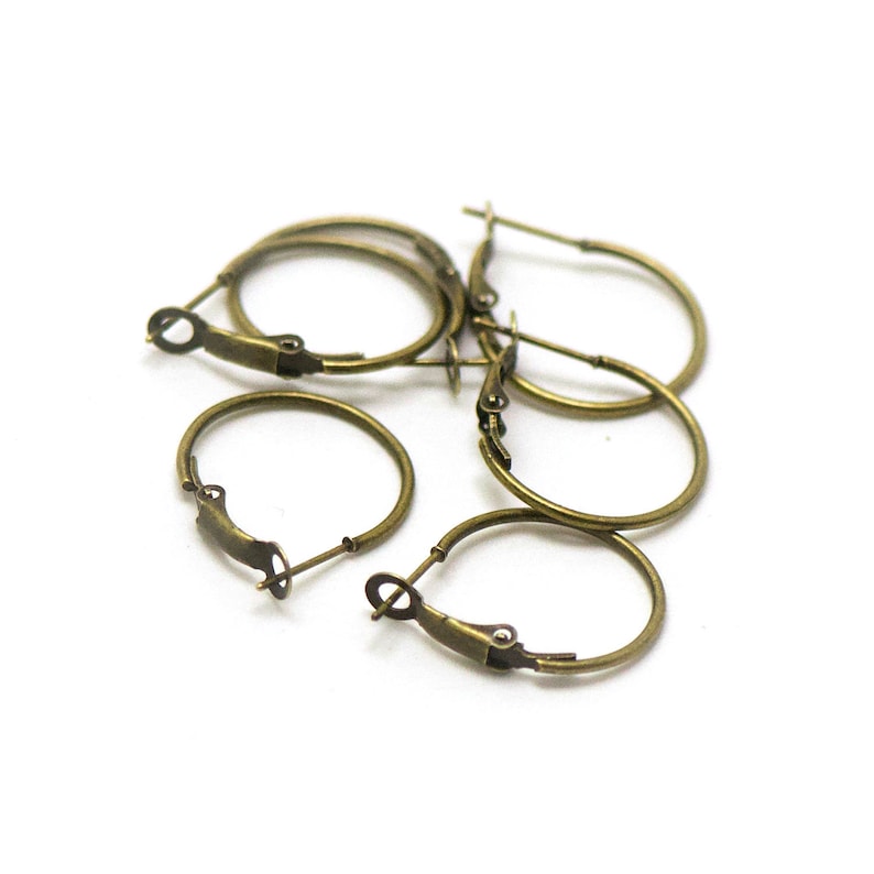 20 hoop earrings 20 mm earring support, light silver/silver/bronze image 4