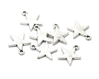 20 "full star" 17x15 mm charms, silver