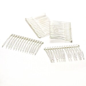 4 hair combs curved 57x37mm, light silver/silver/gold/black Argenté clair