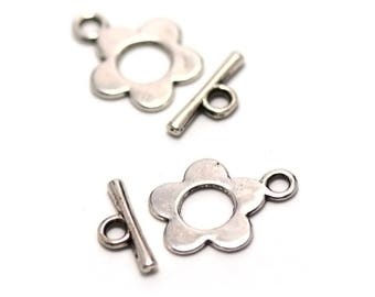 set 10/50 clasps toogles "flower" 20 x 11 mm