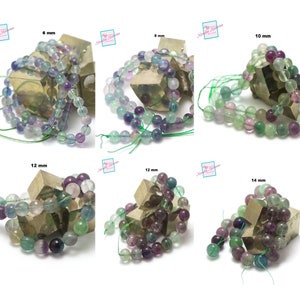 fil 39 cm de perles ronde de fluorite/fluorine en 6/8/10/12/12 facettée/14 mm, pierre naturelle image 1