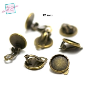 10 supports cabochon ronde 12 mm boucle d'oreille clip, argenté / doré / bronze image 4