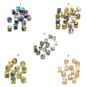 20 perles de cristal cube 4x4 mm, couleurs aux choix image 1